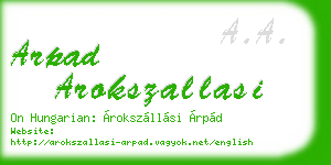 arpad arokszallasi business card